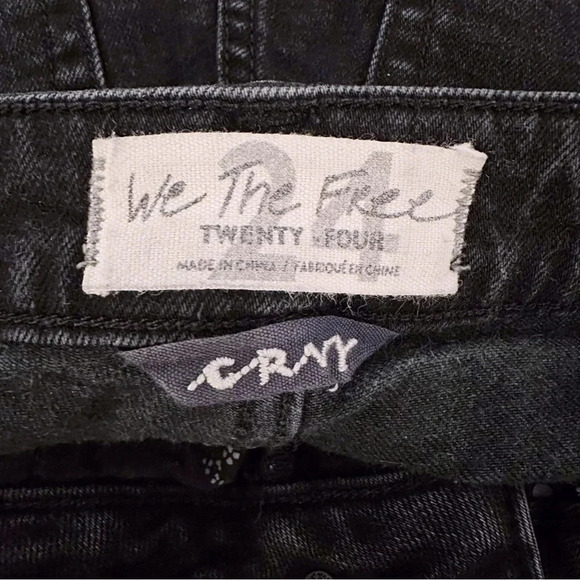 Free People Curvy High Waist Jean Shorts Black Raw Hem - Picture 6 of 10